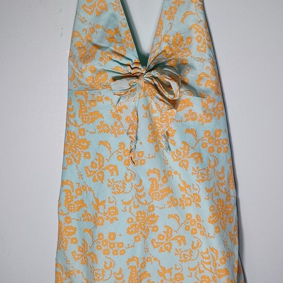 Vintage Gap Halter Dress Womens 10 Mini Sun Dress Floral Flowy Beachy Coastal - Picture 4 of 10